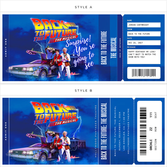 Back to the Future Printable Custom Tickets