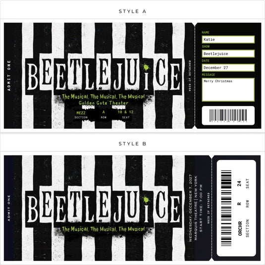 Beatle Juice Printable Custom Show Tickets
