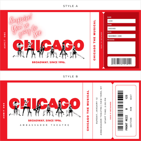 Chicago Broadway Show Commemorative Tickets