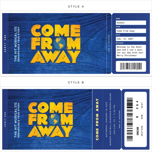 Come From Away Broadway Souvenir Tickets