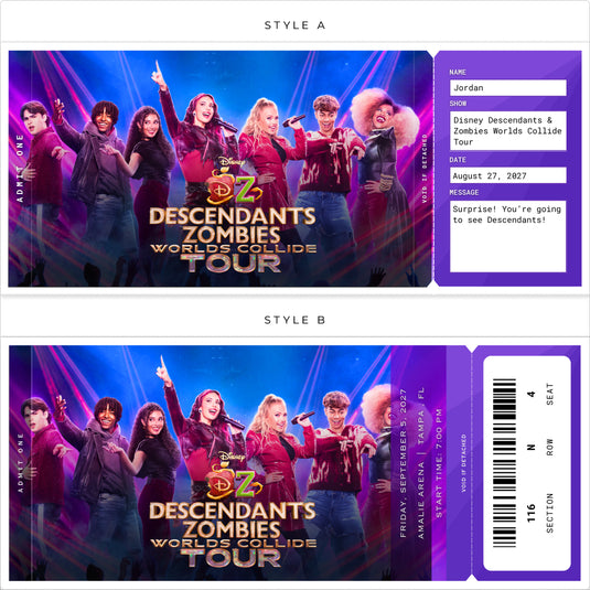Descendants Zombies World Collide Tour Souvenir Tickets