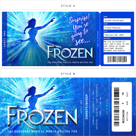 Disney's Frozen Show Souvenir Tickets