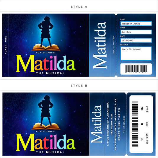 Matilda Musical Custom Printed Tickets