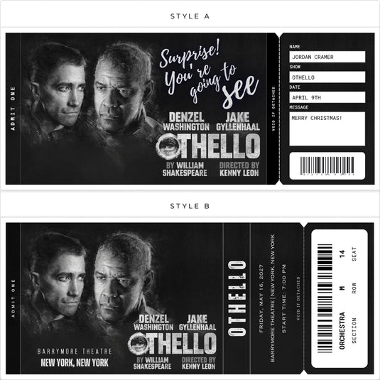 Othello Custom Printed Souvenir Tickets