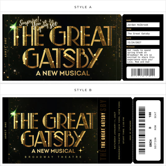 The Great Gatsby Printed Gift Souvenir Tickets