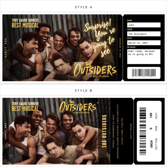 The Outsiders Broadway Musical Gift Souvenir Tickets