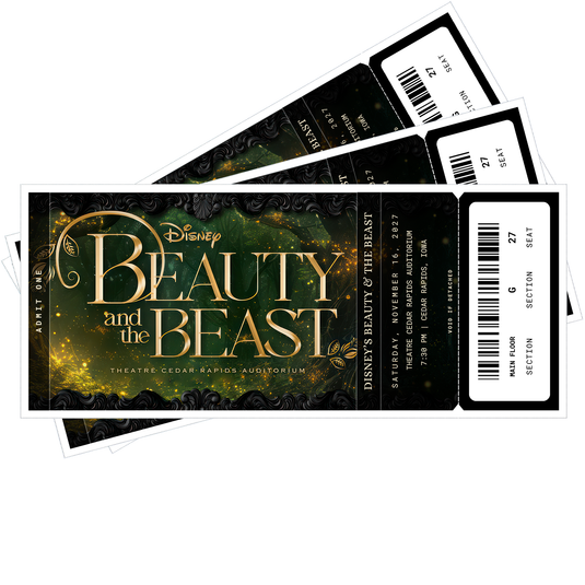 Beauty and the Beast Show Printable Custom Tickets