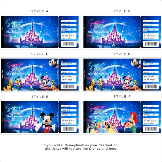 Disney World Disneyland Surprise Tickets