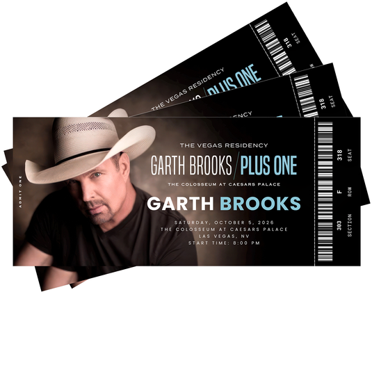 Garth Brooks Plus One Las Vegas Show Printable Custom Tickets
