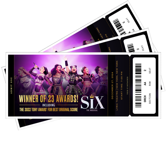 Six the Musical Broadway Printed Gift Souvenir Tickets