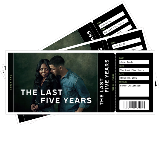 The Last Five Years Printed Gift Souvenir Tickets